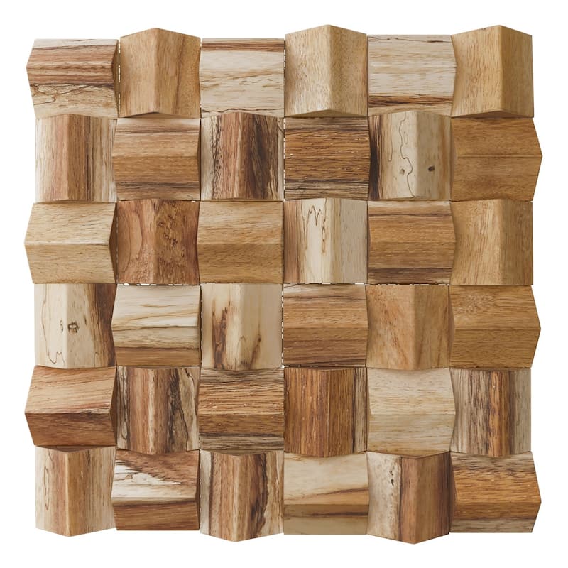 11 7/8"W x 11 7/8"H x 1/2"P Nova Wood Mosaic Wall Tile, Old Boat Wood - 11 7/8"W x 11 7/8"H x 1/2"P