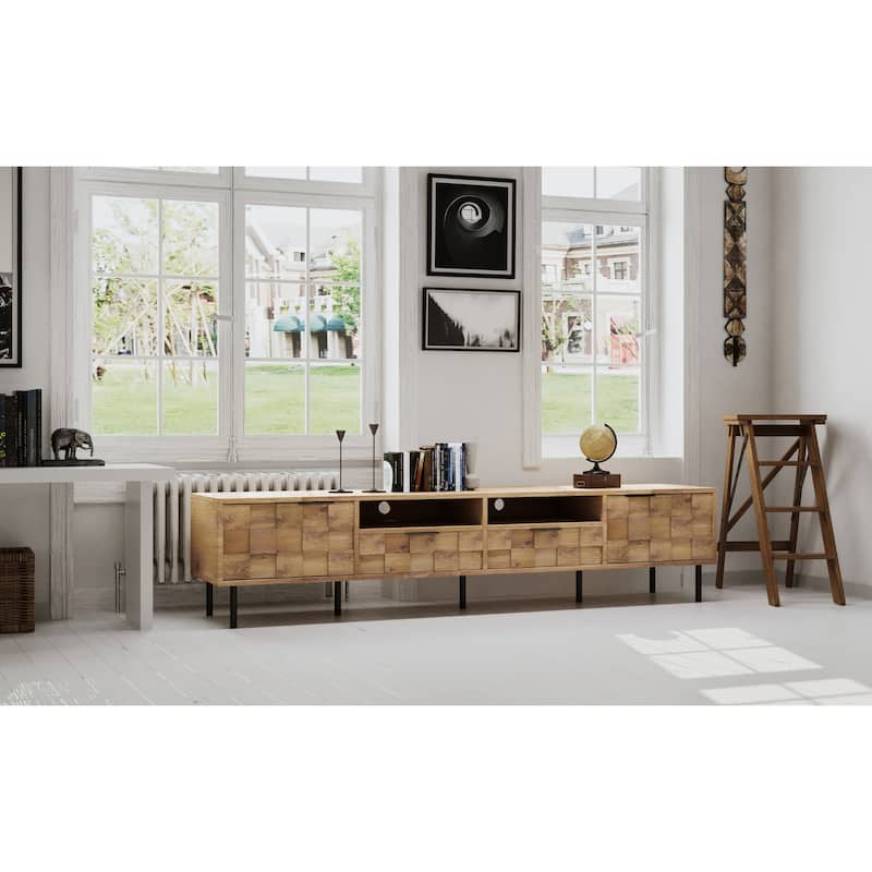 Mid Century Tv Stand With 2 Drawers,Media Console Table For Tvs Up To 85'',Entertainment Center With Storage