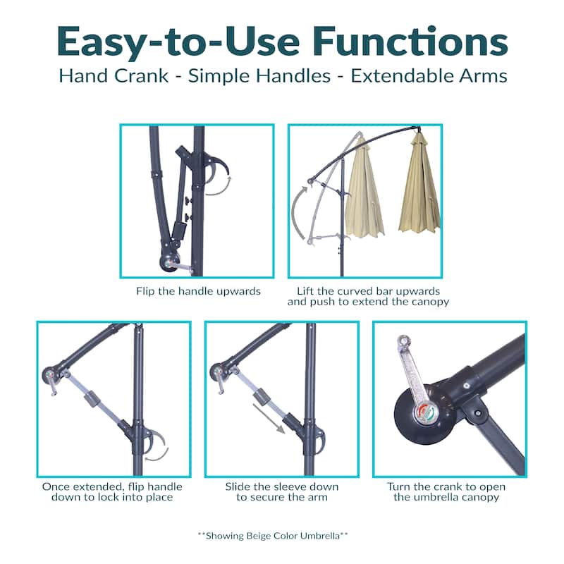 Sunnydaze 10' Offset Patio Umbrella with Cantilever and Cross Base