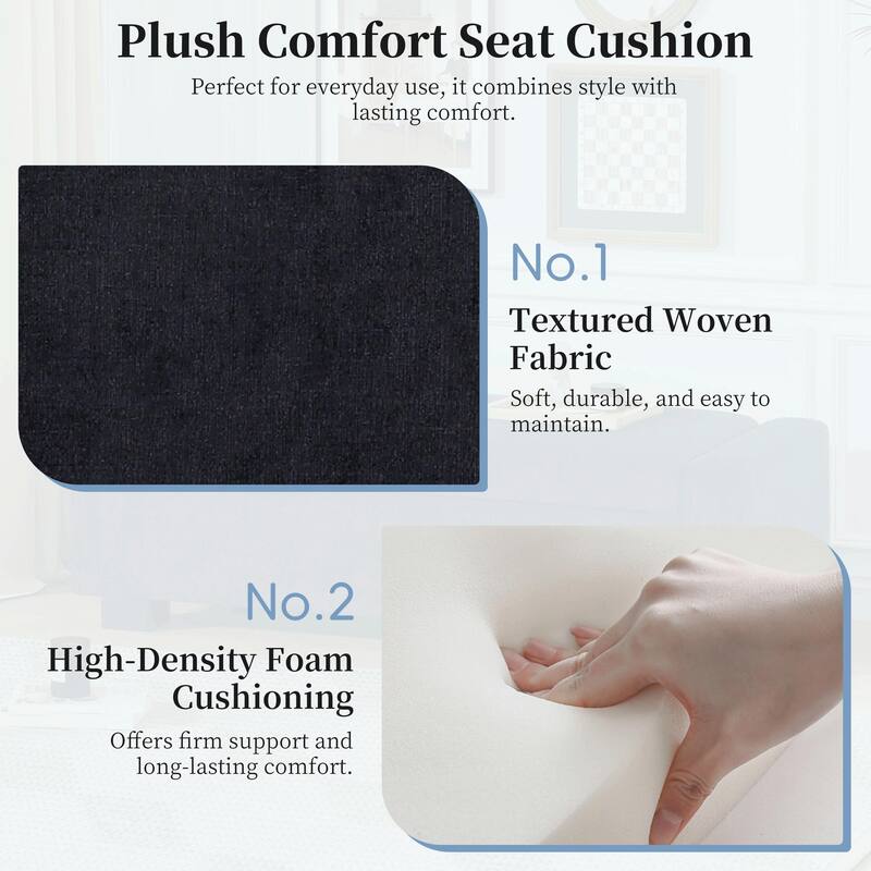 Rectangular Storage Ottoman - 50" Textured Fabric & Wood Base