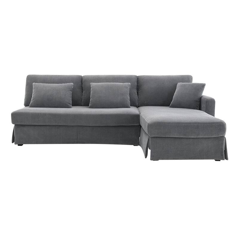 Modern L-shaped Corduroy Sofa with Reversible Chaise,4-seat