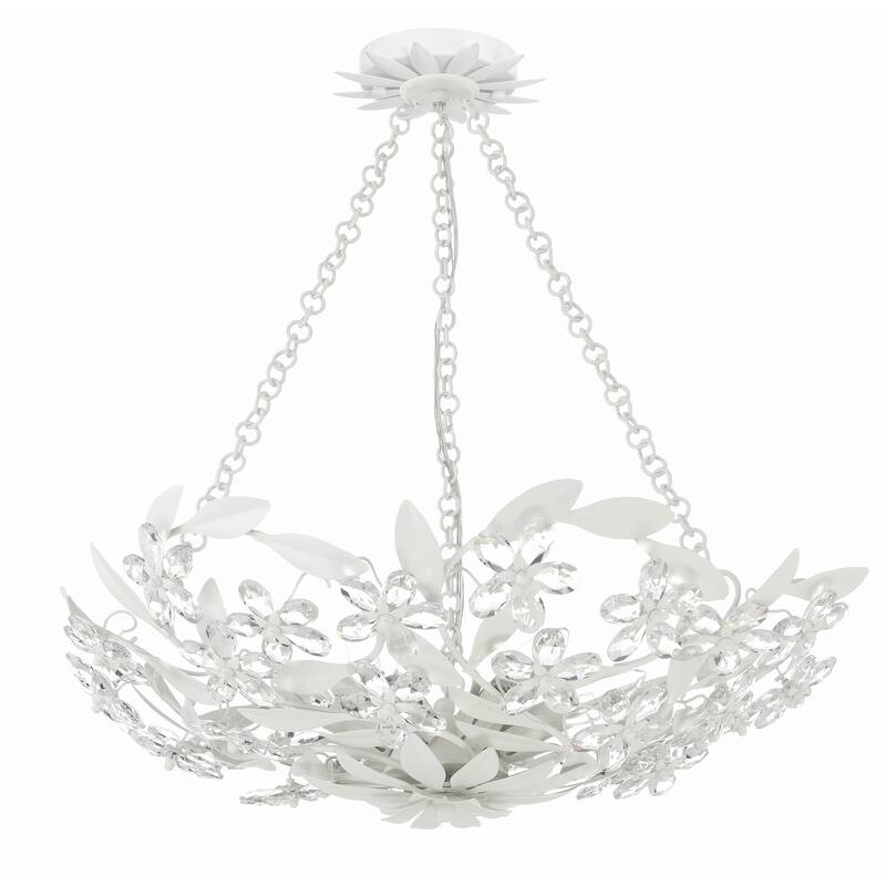 Marselle 6 Light Matte White Chandelier - 24"W x 6"H x 24"D