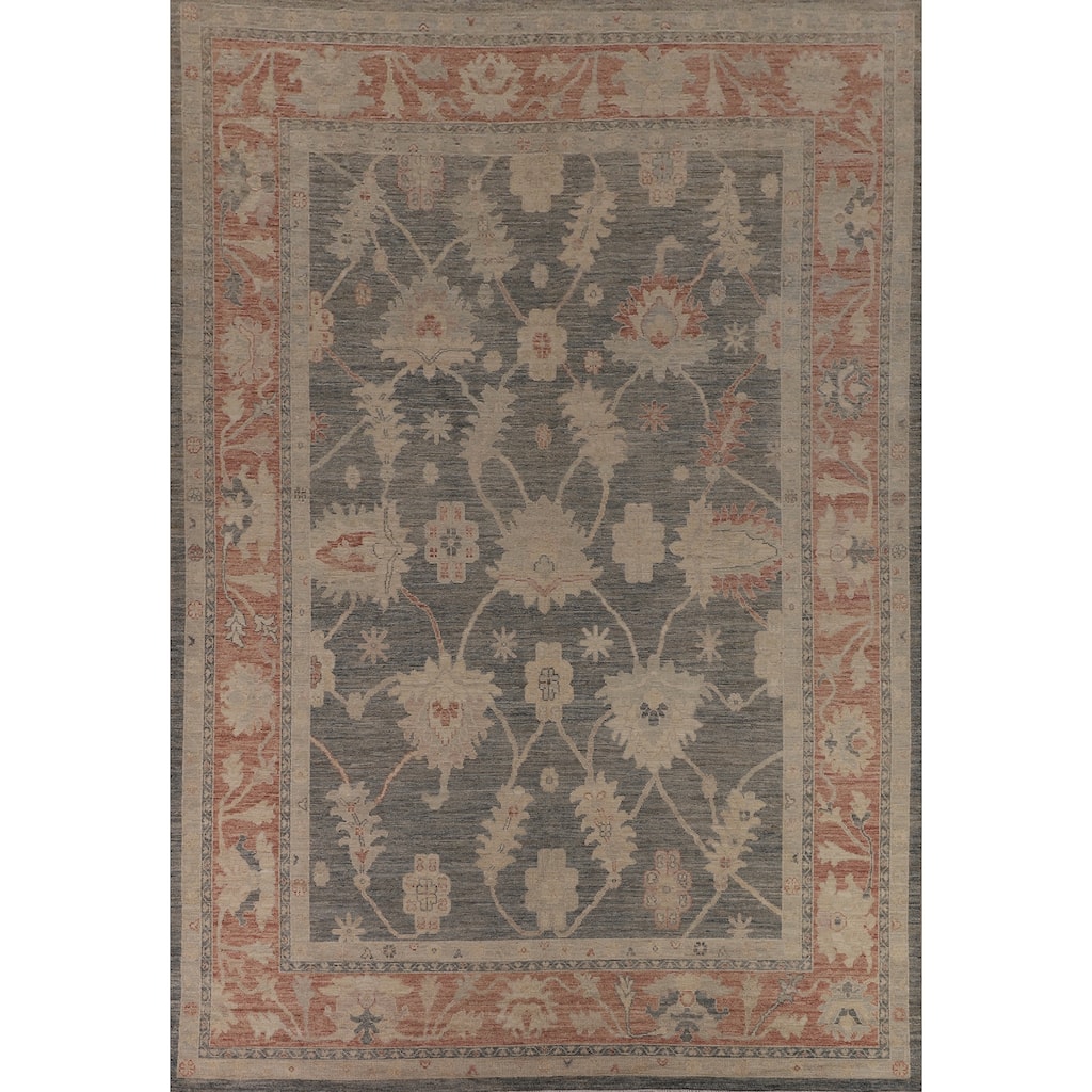 Vegetable Dye Grey Oushak Turkish Large Rug Hand-Knotted Wool Carpet - 10'1"x 14'3"
