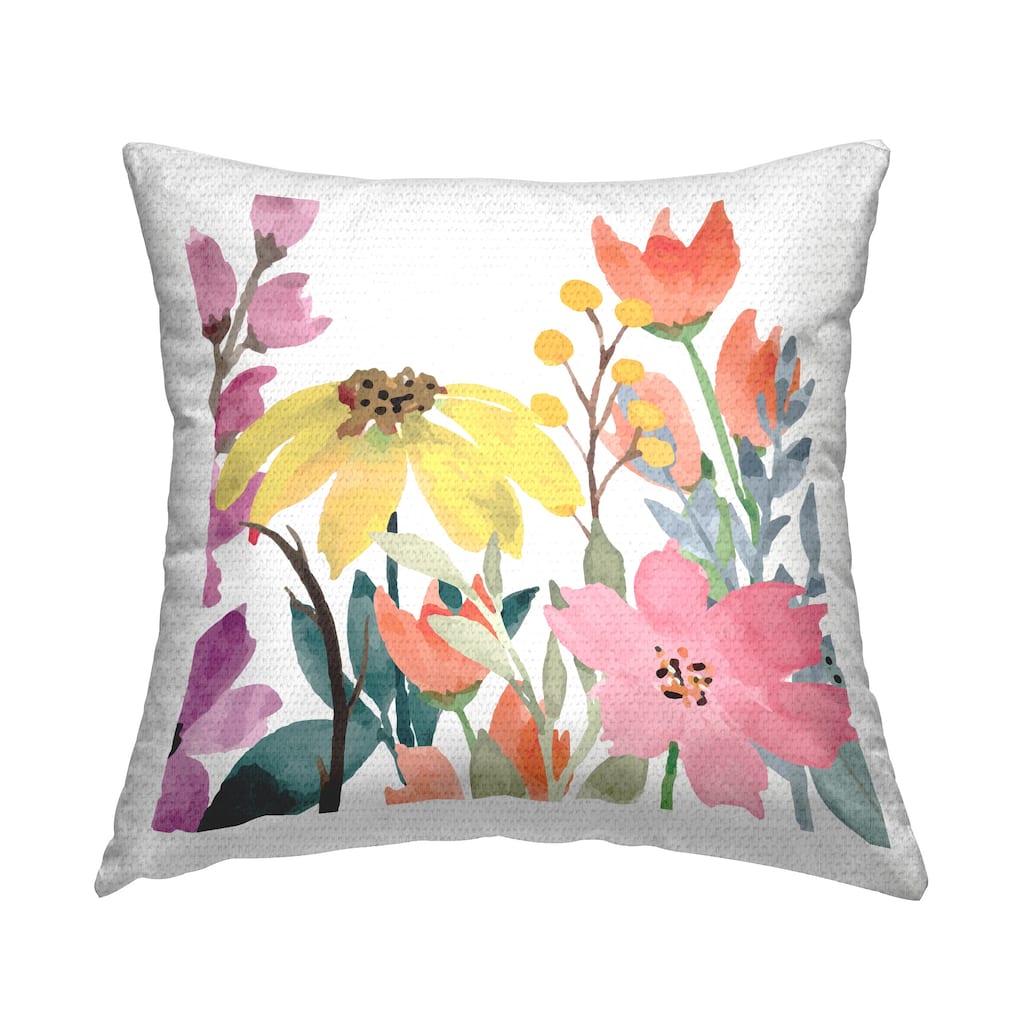 Stupell Mixed Vivid Wildflowers Printed Outdoor Throw Pillow Design by Kim Allen
