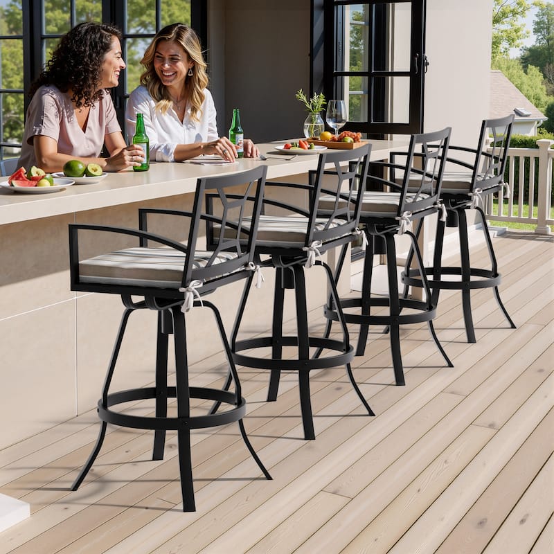 VredHom Outdoor Patio All-Weather Aluminum Swivel Sunbrella Cushion Bar Stool