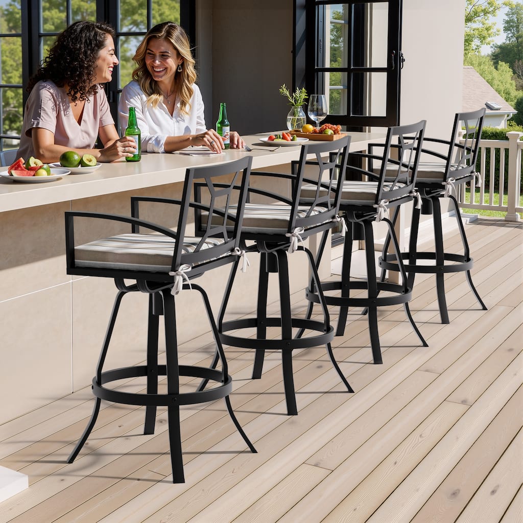 VredHom Outdoor Patio All-Weather Aluminum Swivel Sunbrella Cushion Bar Stool