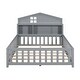 preview thumbnail 10 of 39, Full-Size Montessori Floor Bed with Bookcases & Blackboards, Solid Wood Design for Kids with Guardrails & Storage, Grey