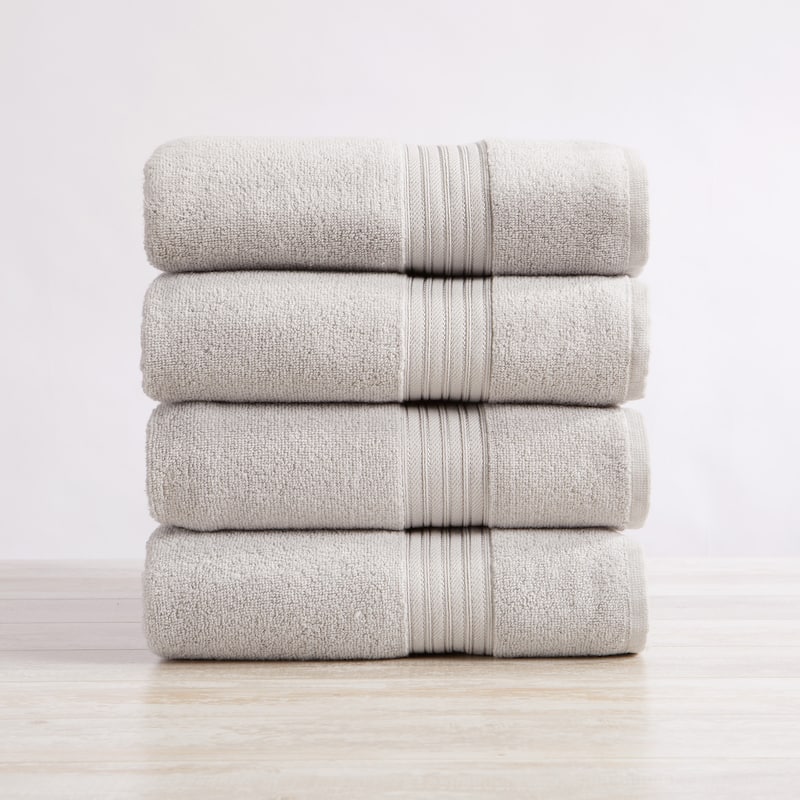 Linery & Co. Ringspun Cotton Bath Towel - Bath Towel (Pack of 4) - Light Grey