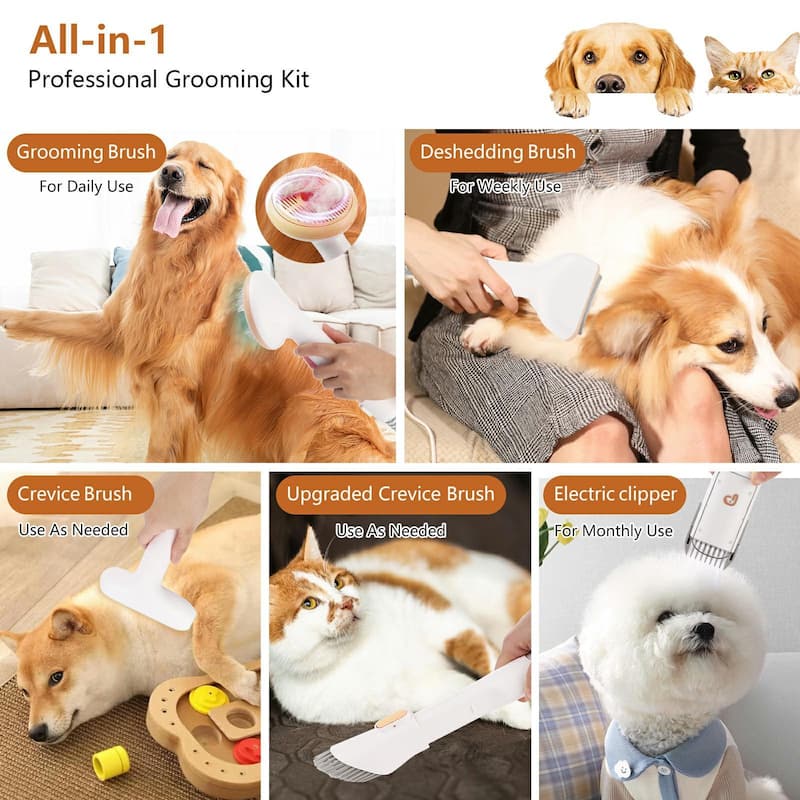 5-in-1 Pet Grooming Vacuum for Shedding Pet Hair - N/A