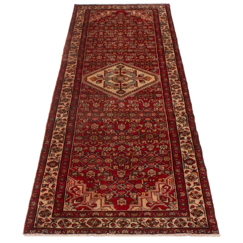ECARPETGALLERY Hand-knotted Andelz Red Wool Rug - 3'5 x 10'0