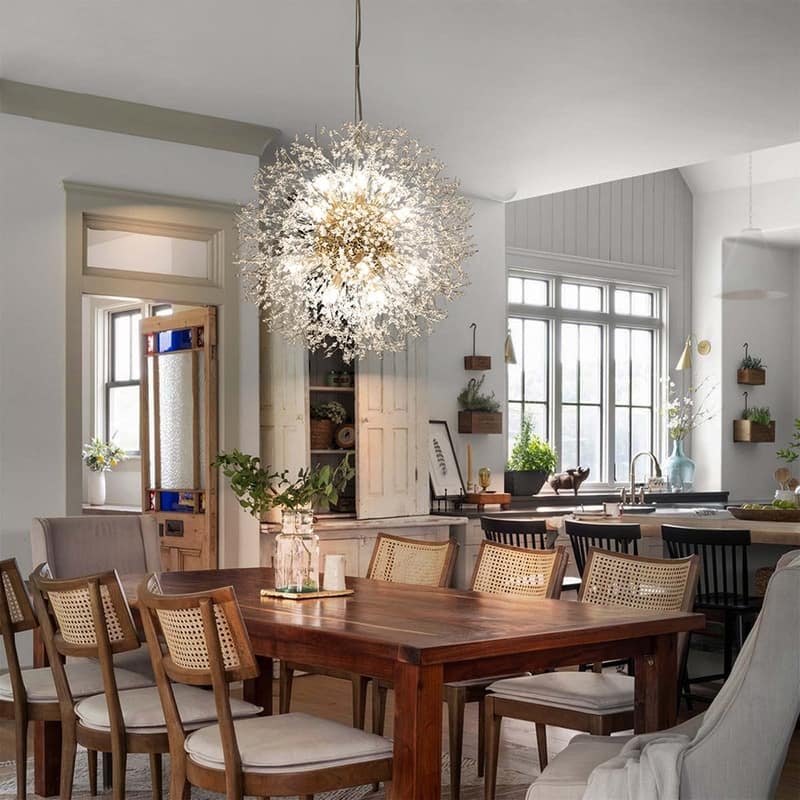 8/9/12/16-Light Modern Linear Sputnik Globe Pendant Starburst Firework Crystal Chandelier - 16-Lights - Gold