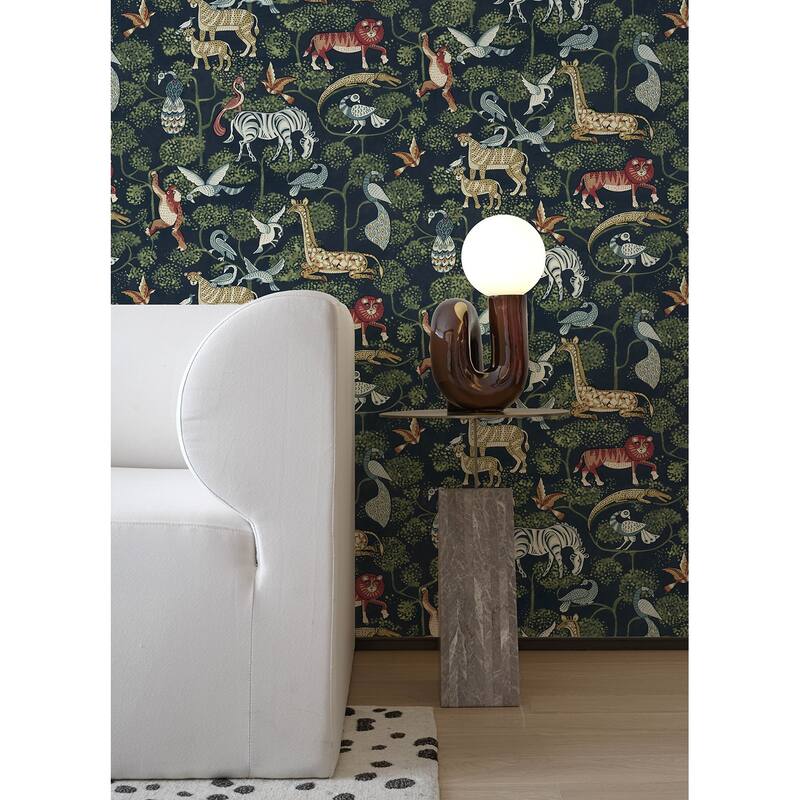 A-Street Prints Rigby Navy Jungle Animals Wallpaper