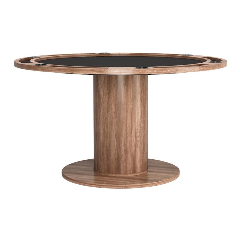 HomeRoots 54" Natural And Black Round Convertible Game Table - 54.00 in. x 32.70 in. x 54.00 in.