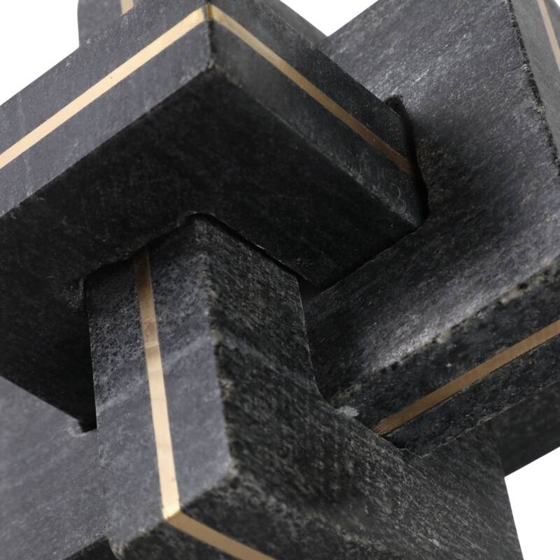 Stone Metal Decorative Object Interlocking Modern Geometric Structure
