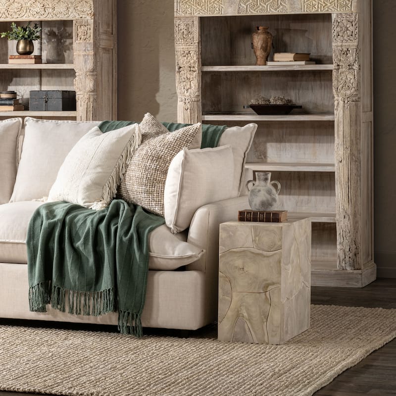 Classic Home Sorrento Teak Wood End Table - Natural - Teak