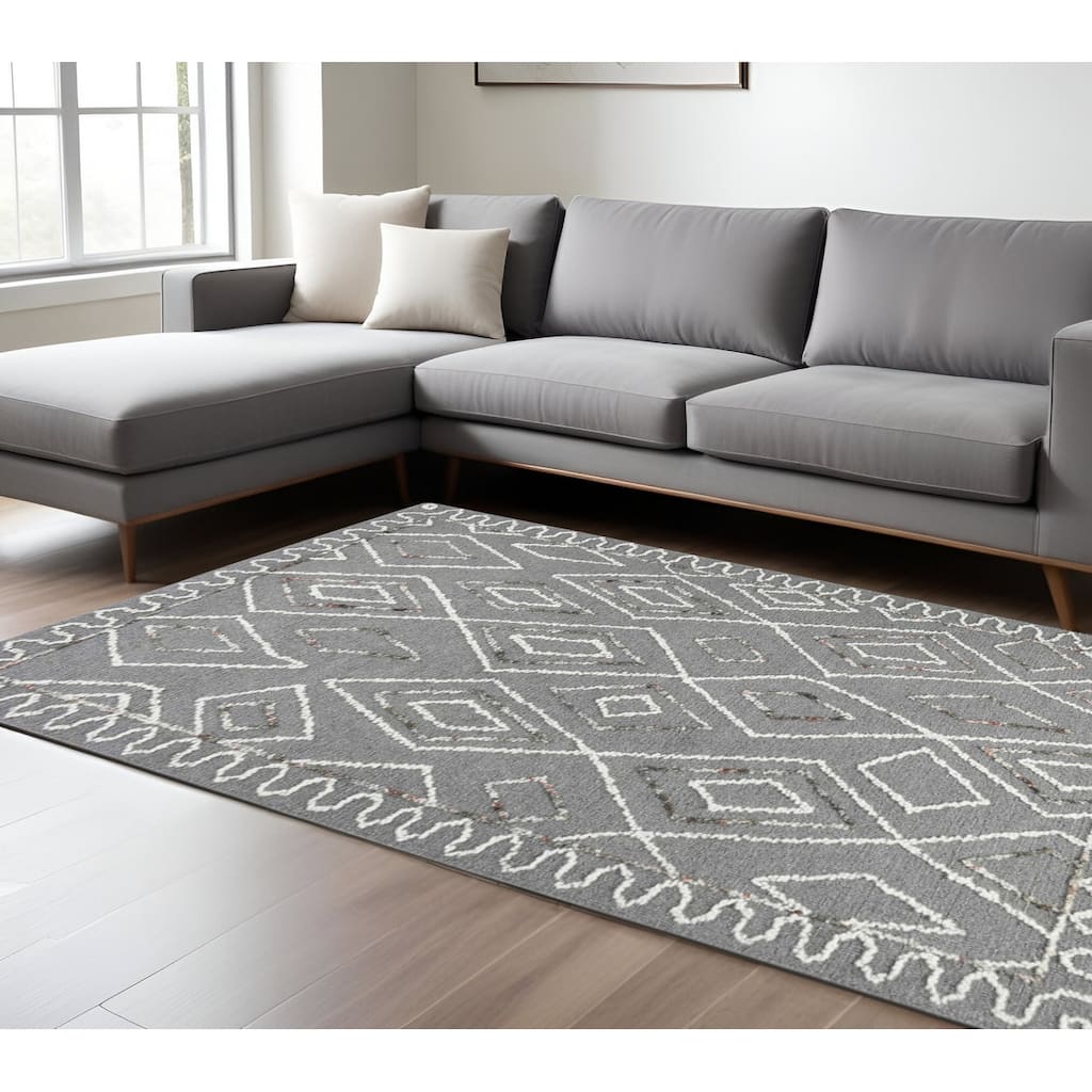 HomeRoots Geometric Lodge Rectangle Area Rug