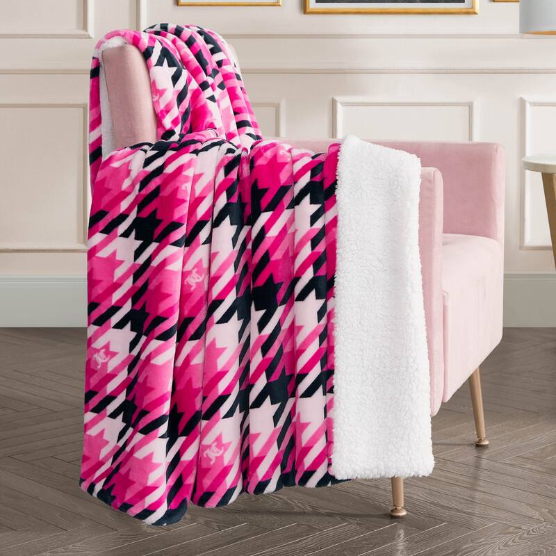 Juicy Couture Plush Reversible Sherpa Throw Blanket
