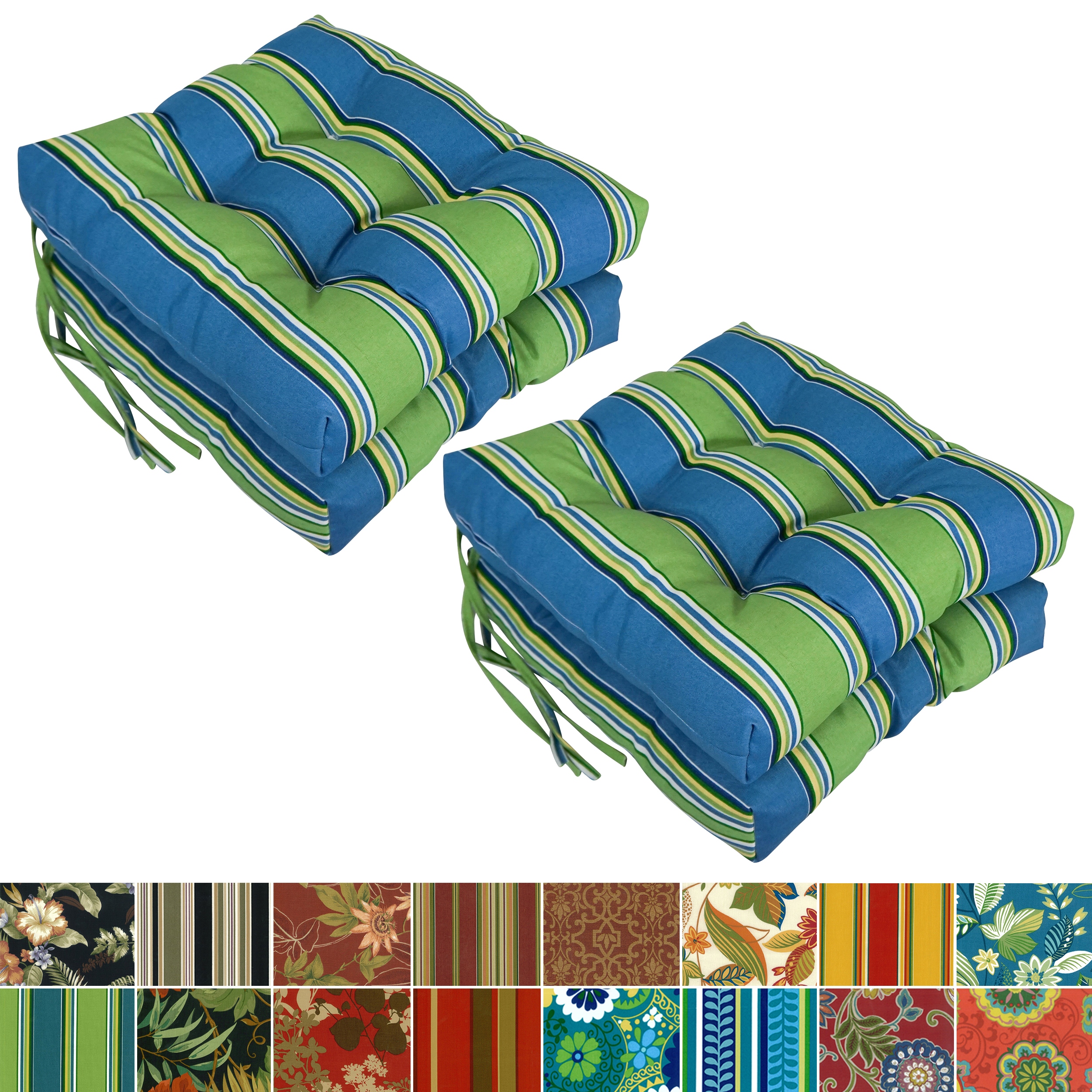 16 inch Square Tufted Indoor Outdoor Chair Cushions Set of 4