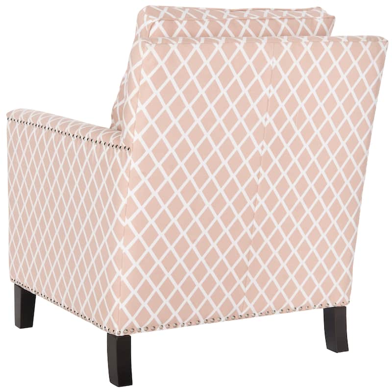 Safavieh Buckler Peach Pink/ White Polyester Fabric Club Chair - 28.5" x 31.9" x 38.2"