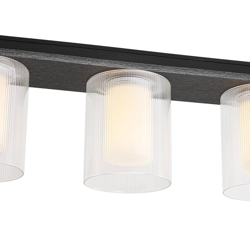Scandinavian 5-Light Glass Dimmable LED Linear Chandelier 35in Wide