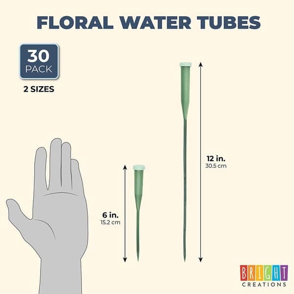 30 Pack Stem Water Tubes for Flowers with Caps, Extendable Vials for Floral Arrangements, Florist Supplies, 6 and 12 Inches