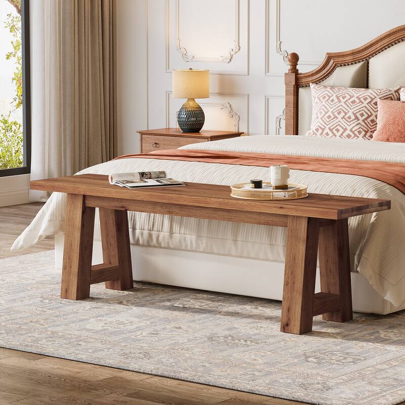 55" Solid Wood Bench for Entryway, Dining Room, Hallway