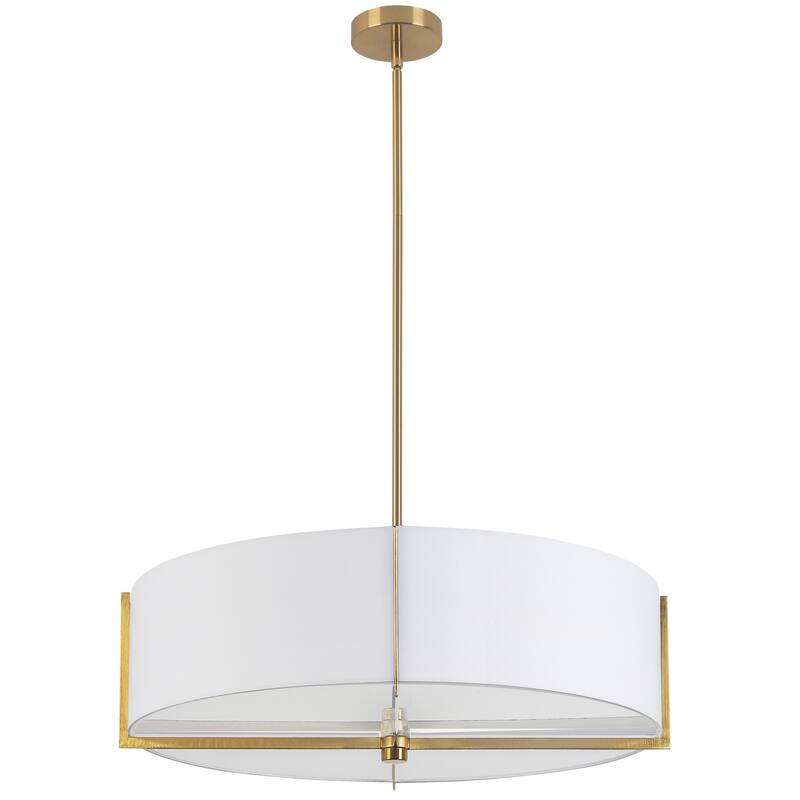 Asian 4-Light Pendant Light - Aged Brass Finish with White Shade - Modern Ceiling Lighting - 26