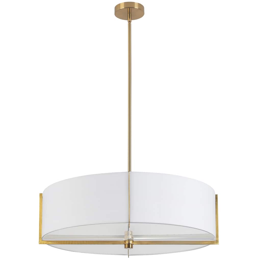 Asian 4-Light Pendant Light - Aged Brass Finish with White Shade - Modern Ceiling Lighting - 26