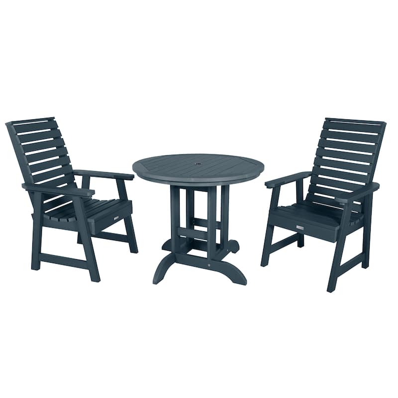 Weatherly 3-piece Outdoor Dining Set - 36" Round Table, Dining-height - Federal Blue