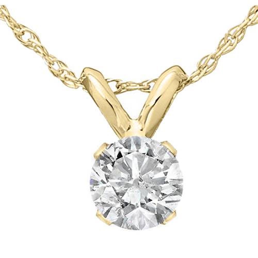 Bliss Diamond 1/3 Ct Diamond Solitaire Pendant Necklace in White Or Yellow Gold Lab Grown