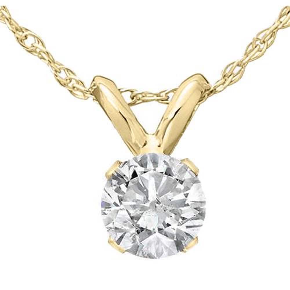 Bliss Diamond 3/4ct Diamond Round Solitaire Necklace Yellow Gold Pendant Lab Grown