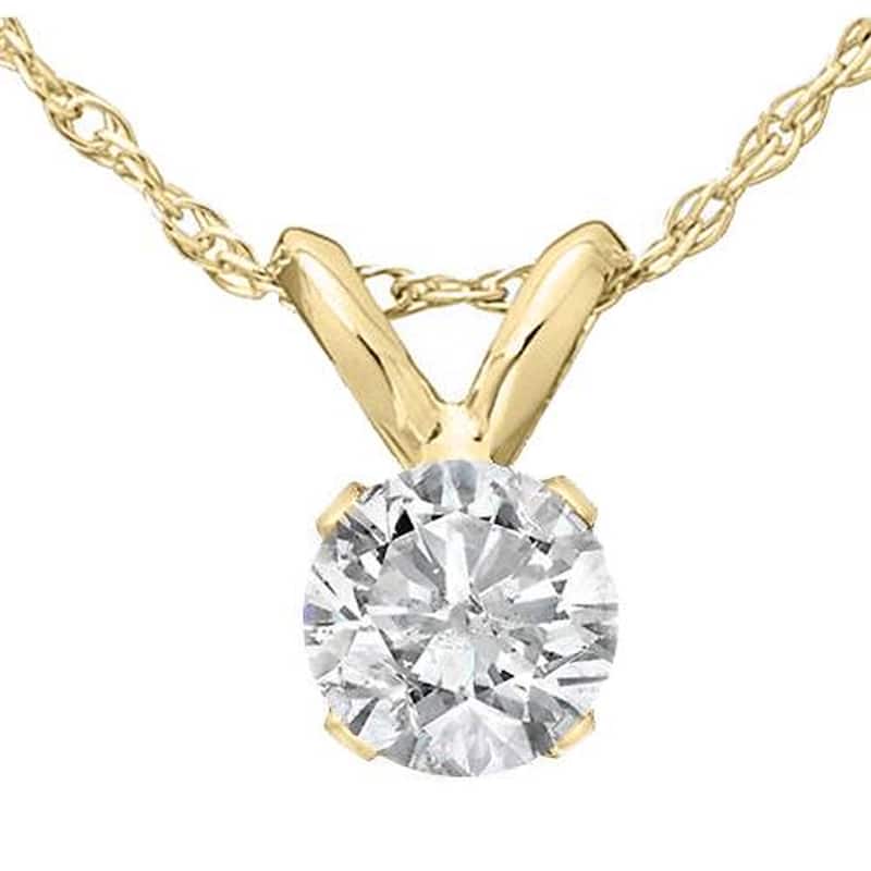 Bliss Diamond 3/4ct Diamond Round Solitaire Necklace Yellow Gold Pendant Lab Grown - Yellow - 18 Inch
