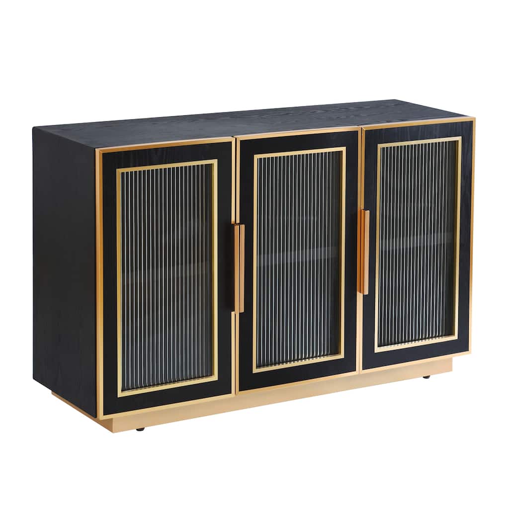 StyleCraft Aurelia 3-Door Sideboard - Ebony & Gold