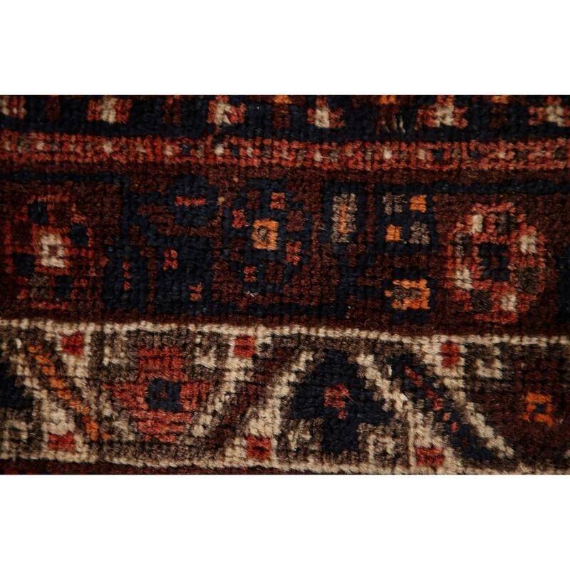 Vegetable Dye Coral Qashqai Persian Antique Rug Handmade Wool Carpet - 5'11"x 9'0"