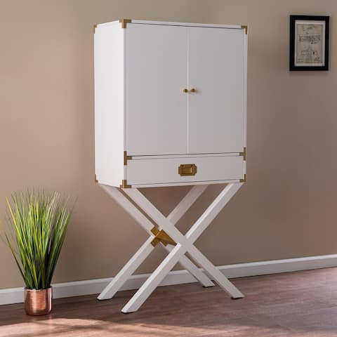 SEI Furniture Canna Transitional White Wood Bar Cabinet