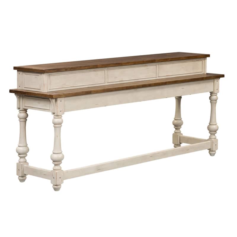 Morgan Creek Antique White Wire Brushed Tobacco Accents Console Bar Table