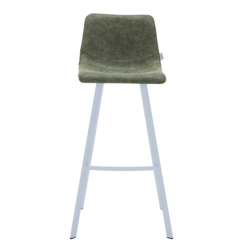 Leather 41" Counter Height Bar Stool with Stainless Steel Legs and Footrest