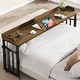 preview thumbnail 1 of 12, 71 inch Overbed Table with Height Adjustable & Power Outlet, Queen Size Bed Table Brown - Queen Size