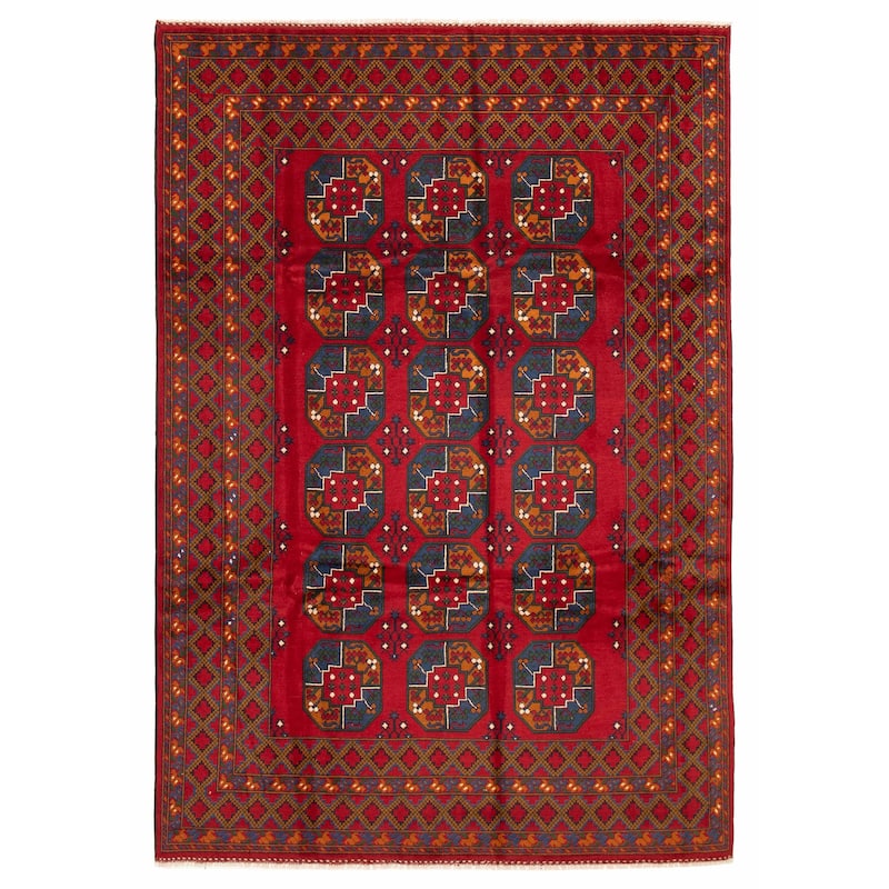 ECARPETGALLERY Hand-knotted Uzbek Kargahi Red Wool Rug - 8'1 x 11'8 - 8'1 x 11'8 - Red