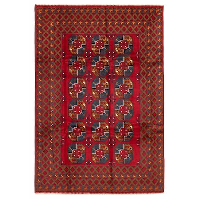 ECARPETGALLERY Hand-knotted Uzbek Kargahi Red Wool Rug - 8'1 x 11'8