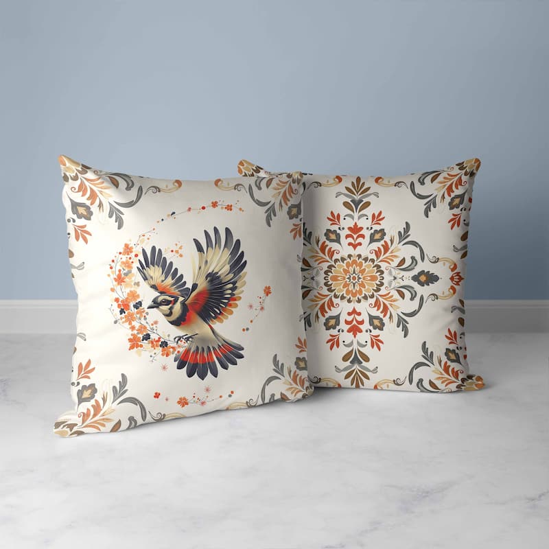 Blaze Bird Faux Suede Reversible Throw Pillow Red and Gray