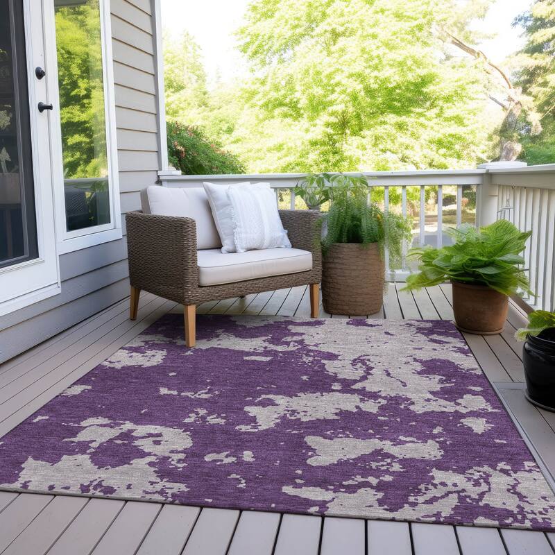Machine Washable Indoor/ Outdoor Chantille Abstract Rug - Purple - 8' x 10'