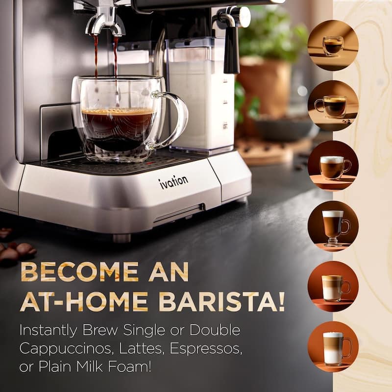 Ivation Espresso Cappuccino Latte Machine w/ Frother & 58mm Portafilter - Grey