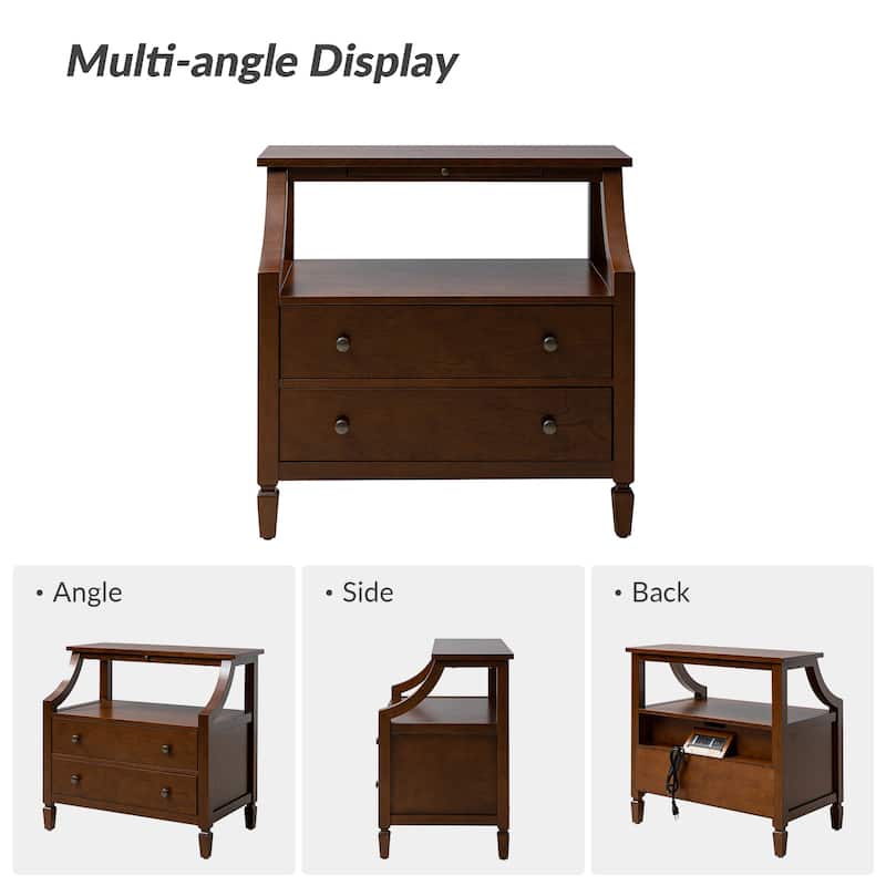 Jennifer 2 - Drawer Nightstand with Built-In Outlets and Pull-out Tray by HULALA HOME