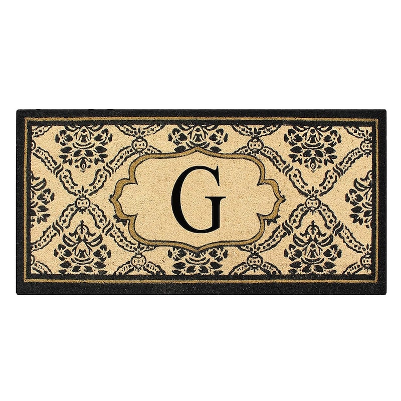 A1HC Uriel Treated Coir Monogrammed Entry Double Door Mat 30"x 60" - G