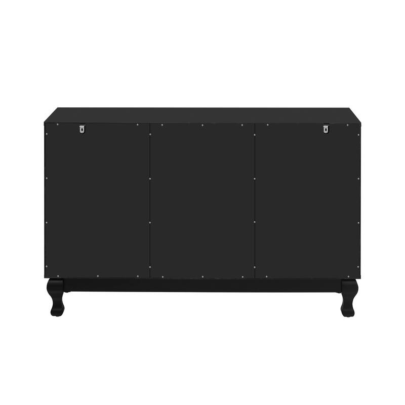 47.25" Mirror TV Stand with 3 Doors featuring Floral Accents