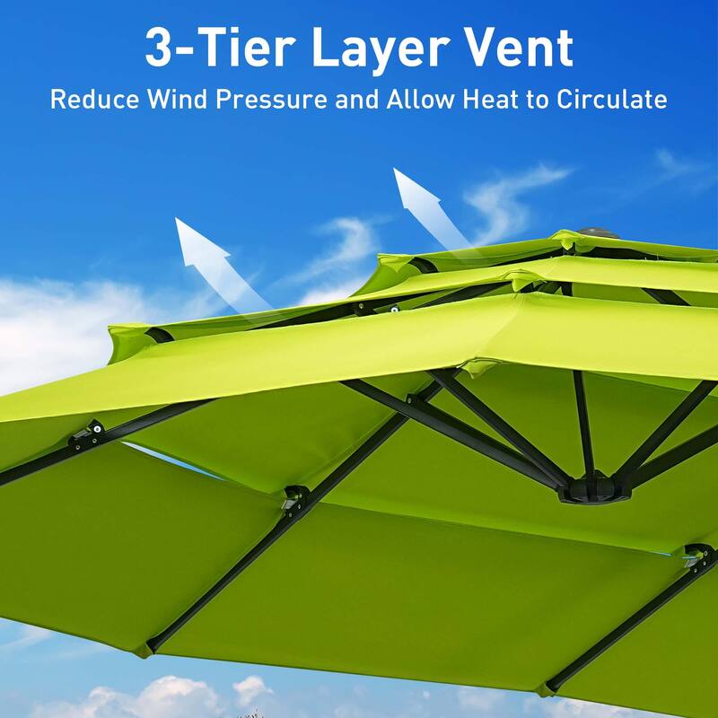Autlaycil 15ft Outdoor Patio Umbrellas，3 Tier Vented and Large Market Table Umbrella