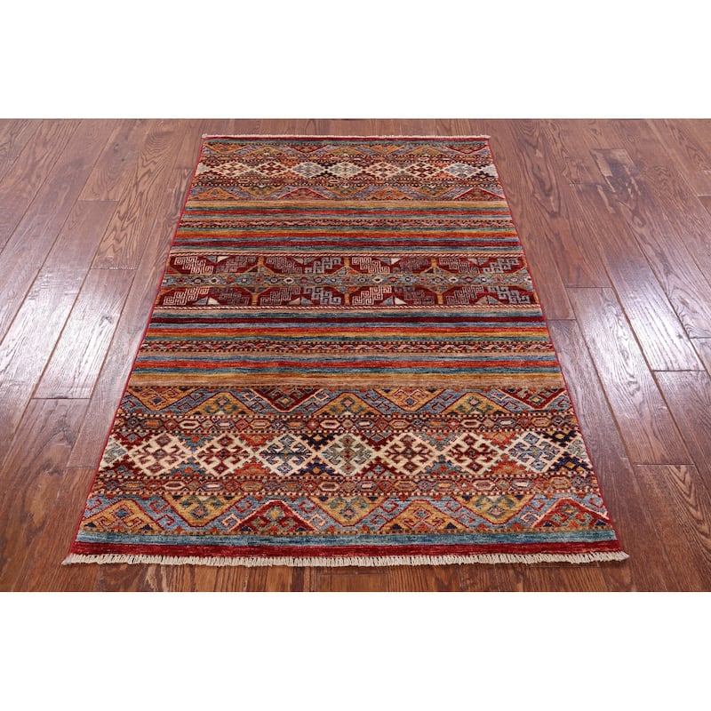 Golden Nile Khorjin Persian Gabbeh Hand Knotted Wool Rug - 3' 3" X 4' 10"