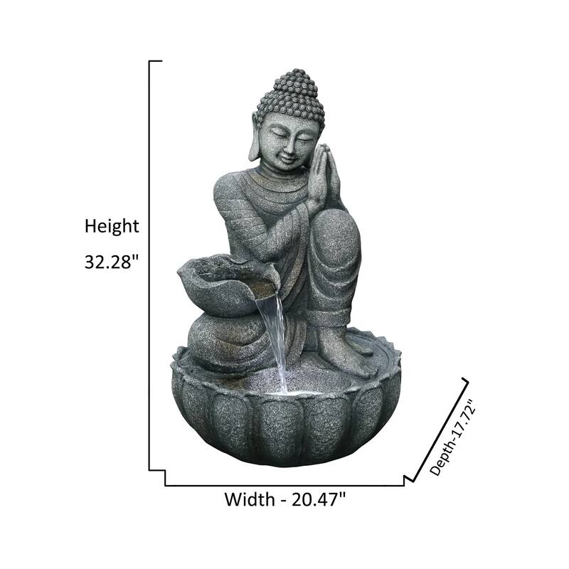 32.25" LED Lighted Sitting Buddha Outdoor Water Garden Fountain