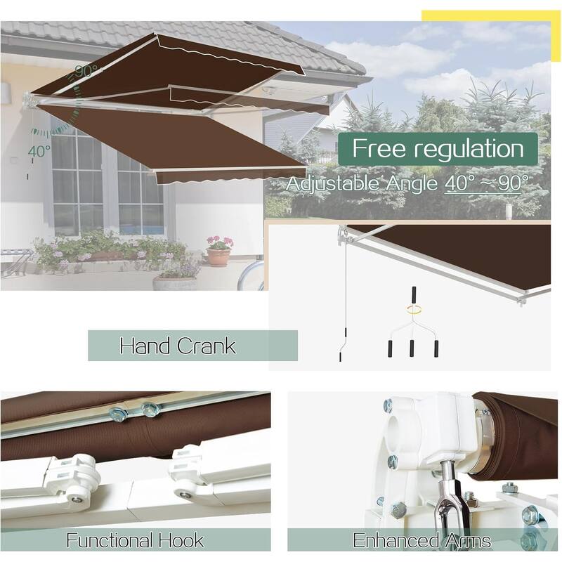 AECOJOY Manual Retractable Patio Awning Outdoor Sunshade Shelter (Cover Only)